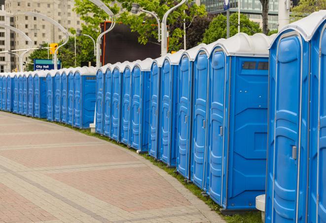 Seasonal porta potty units set up at a Canyon, Texas venue