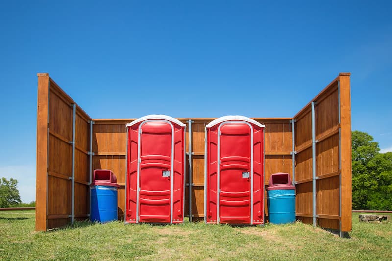 Short-term porta potty units staged for delivery in Canyon, Texas